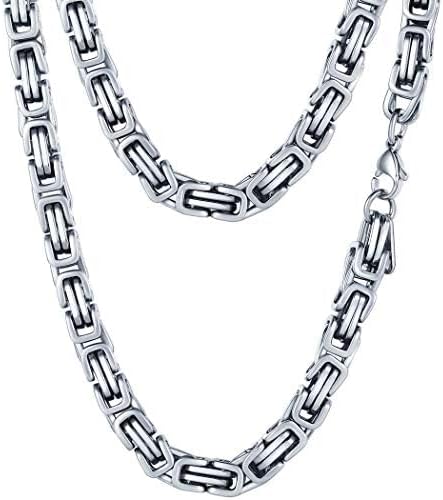 PROSTEEL 4MM/6MM/8MM Stainless Steel Necklace for Men Women, Stylish and Cool, Byzantine Chain Black Gold Silver Tone, 18-30 Inches, Come Gift Box