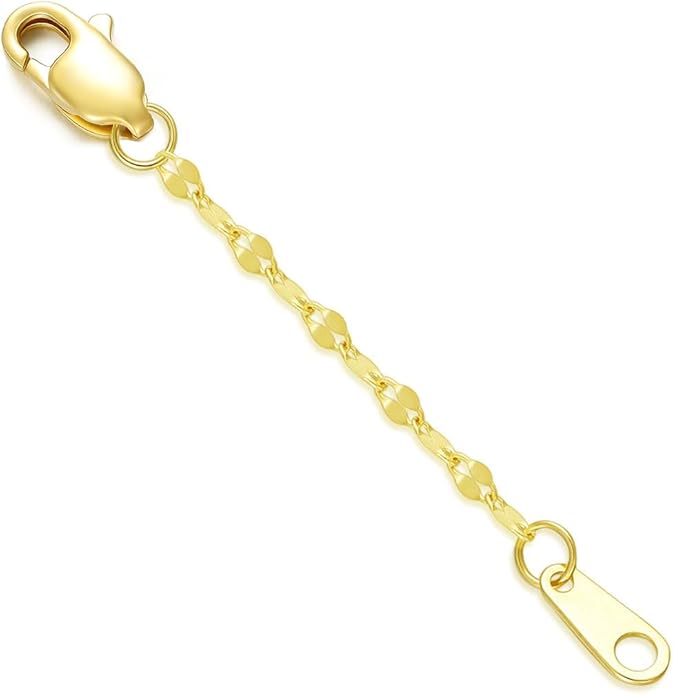 14k Gold Necklace & Bracelet Extender Chain, 1"/1.5"/2"/3"/4"/5" Durable Removable Gold Extension Chain