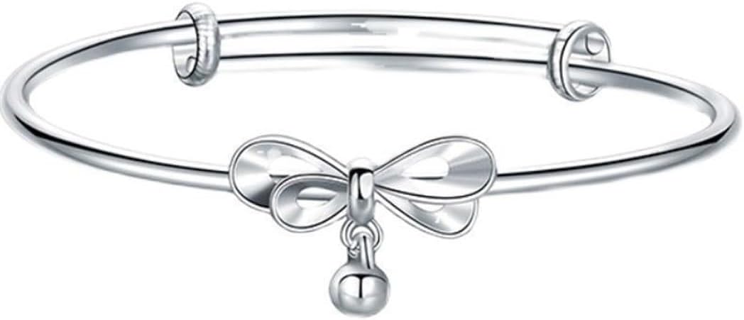 S925 Silver Bangle Bracelet for Women, Elegant Women‘s Sterling Silver Bracelet Bangle Adjustable 6.4-7.8 inches Small Size
