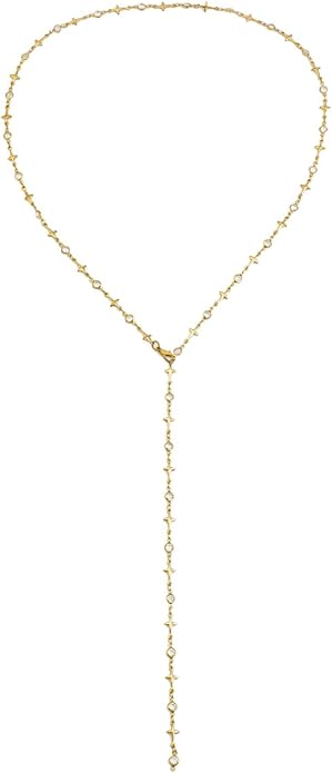 Irregular Y2k Long Y-shaped Necklace with Zircon Inlaid Sparkling Brick Tassel Pendant Double-Layer Chain High-end Fashion Accessory Women's