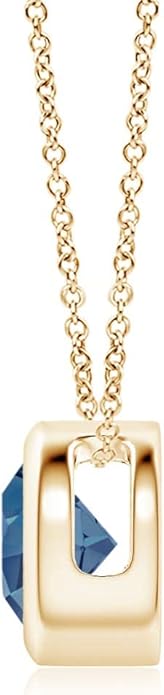 Angara Natural London Blue Topaz Solitaire Pendant for Women | Round Blue Topaz Pendant Necklace in 14K Solid Gold/Silver/Platinum With 18" Chain | December Birthday, Gemstone Jewelry Gift