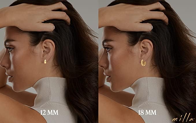 MILLA 14k Gold Huggie Earrings or Sterling Silver Huggie Earrings for Women Multipack & Individuals - Ear Huggers Earrings for Women Trendy Y2K Earrings, Preppy Earrings - Lightweight & Hypoallergenic