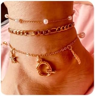 Initial Charm Anklets For Women Shell Letter Anklets Set Gold Charms Pendant Boho Summer Seashell Beach 14k Jewelry for Women Gift
