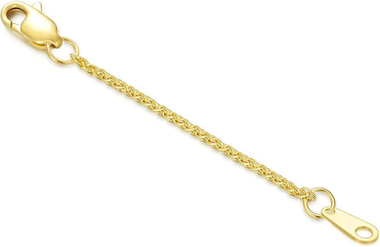 14k Gold Necklace & Bracelet Extender Chain, 1"/1.5"/2"/3"/4"/5" Durable Removable Gold Extension Chain