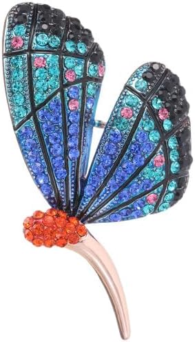 14K Gold Luxury Butterfly Brooch Sparkling Moissanite Accents & Enamel Painted Details, Retro Chic for Cheongsam, Coats & Formal Attire