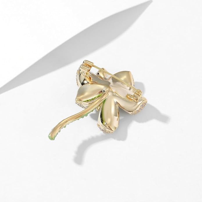 14K Gold High-End Suit Coat Pin, Unique Design Little Bee Flower Gold Brooch Pin for Women, Vintage Brooch