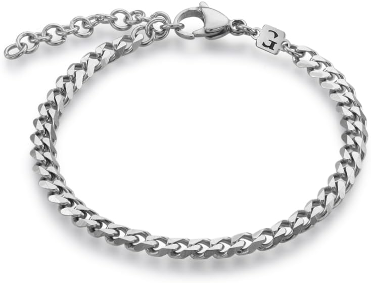 Galis Mens Bracelet - Cuban Link or Box Chain Layered Chain For Men - Premium Stainless Steel, Gift for him, Gold, Silver, Black Bracelet For Men 7-8" Size, 3-5mm Thick