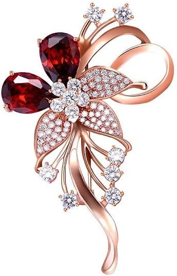 Flower Brooch for Women Girls Flower Rhinestone Brooch Gold Plated Lapel Pin Clothing Accessory Wedding Gift Fashion Jewelry for Mom Wife