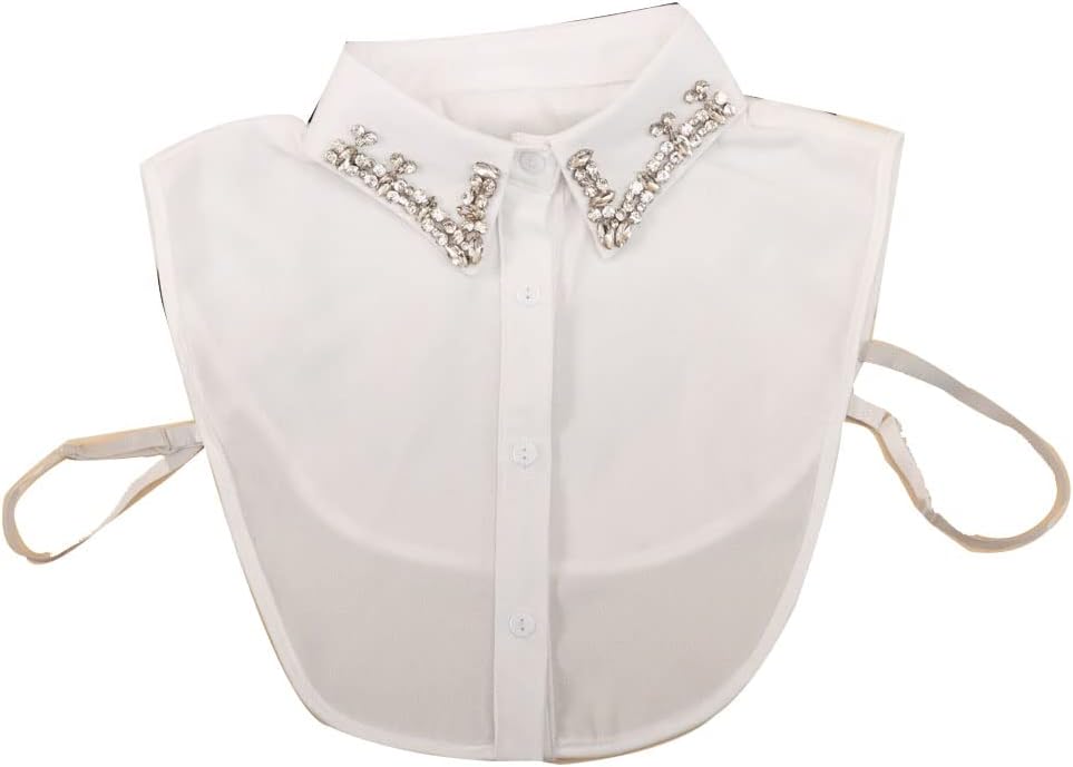 Statement Necklace for Women Girls Simulated Pearl Beaded Bib Detachable False Collar Choker Necklaces Clothing Accessory