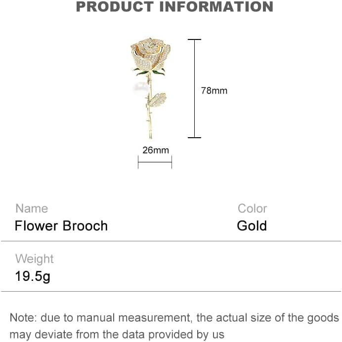 14K Gold Moissanite Rose Flower Brooch - Chic & Elegant Jacket Pin, Ideal Mother's Day Gift, Timeless Women's Accessory, Ideal for Special Occasions