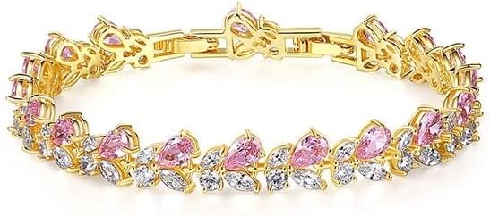 14K Gold Bohemian Crystal Bracelet for Women,Luxury Branch Shape Natural Pink Crystal Charm Bracelet,Fashion Bracelet Jewelry Gift for Her