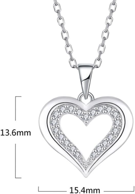 925 Sterling Silver Heart Pendant Necklace for Women – Dainty Love Pendant, Elegant Minimalist Jewelry Gift for Her, Valentine’s Day, Birthday or Anniversary, 20” Chain, Romantic Silver Charm