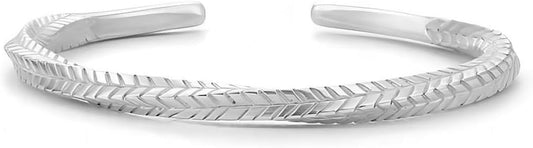 Kim Carrey S925 Sterling Silver Bracelet, Open Bangle Cuff Design, Men's Stacked Bracelets Gift Jewelry for My Man