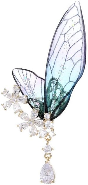 14K Gold Luxury Butterfly Brooch Sparkling Moissanite Accents & Enamel Painted Details, Retro Chic for Cheongsam, Coats & Formal Attire