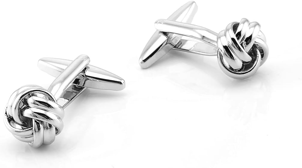 Jonwo Knot Cufflinks in Gift Box Cuff Links for Men Lady Daily Wear Business Wedding Party Tuxedo Shirt Birthday Gift