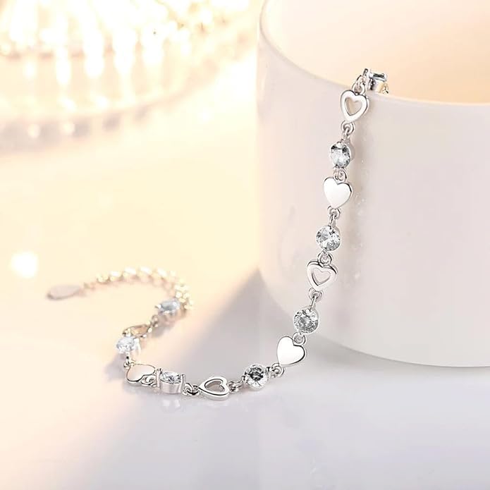 To My Wife Crystal Heart Bracelet Gift From Husband, Beautiful Wife Jewelry For Anniversary, Birthday, Christmas, Valentine’s Day, Bracelet For Her With Heartfelt Message & Elegant Box