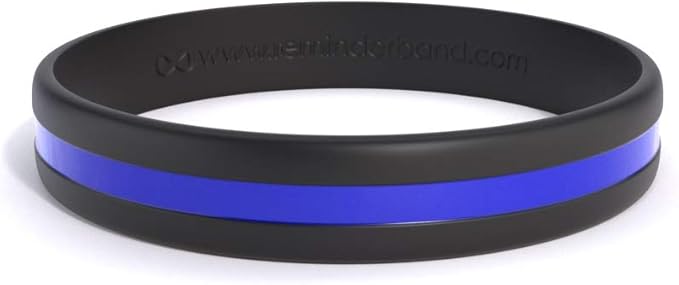 Reminderband Thin Blue Line Bracelet – Silicone Rubber Wristband for Men & Women Blue Silicone Bracelet for Police Graduation Gifts, Retirement, Events, Awareness