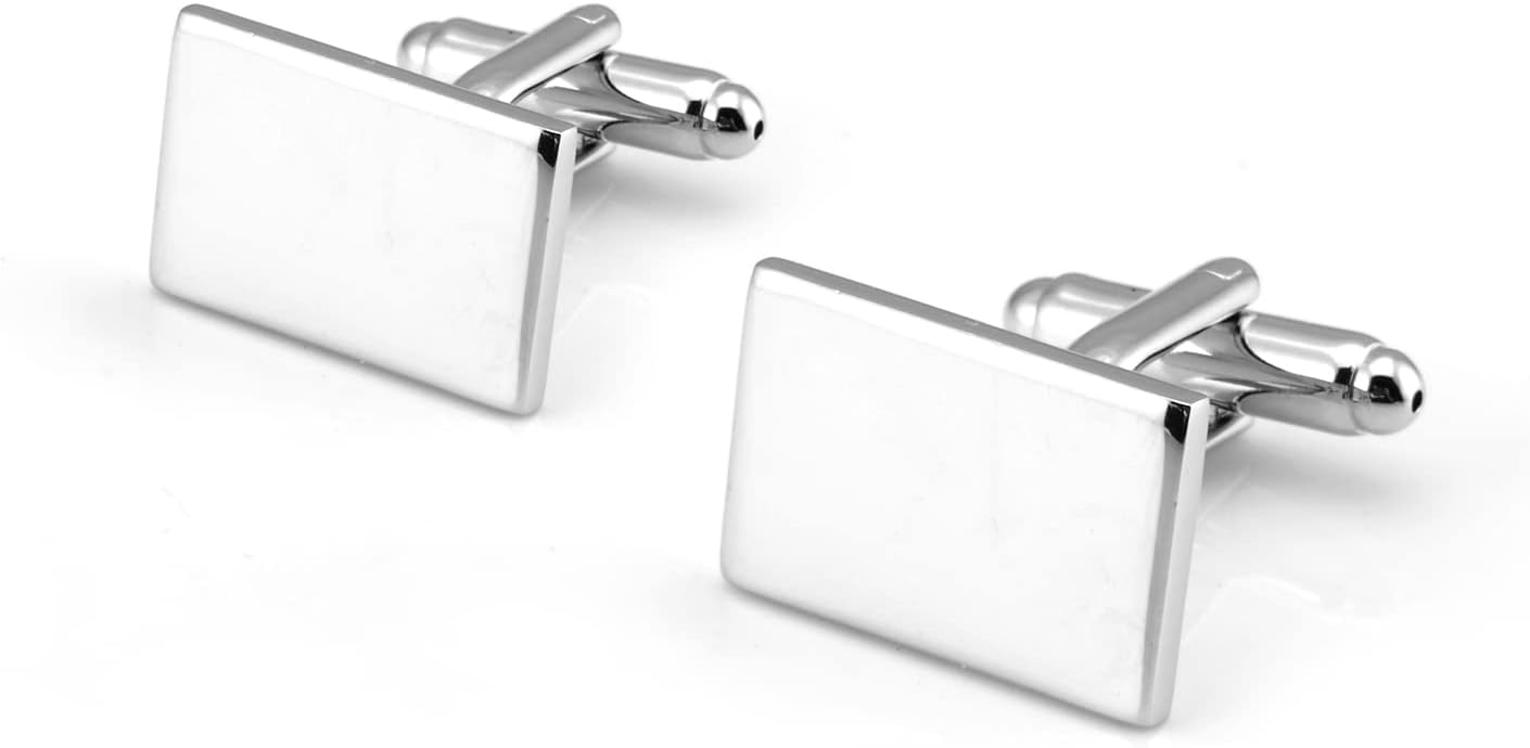 Jonwo Classic Rectangle Stainless Steel Men's Cufflinks in Gift Box Classic Tuxedo Shirt Cuff Link for Wedding Formal Business