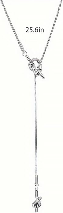 Lariat Necklaces for Women, Dainty Minimalist Knotted Rope Design Pendant Long Y Necklaces 18k Gold Plated Trendy Chain Jewelry