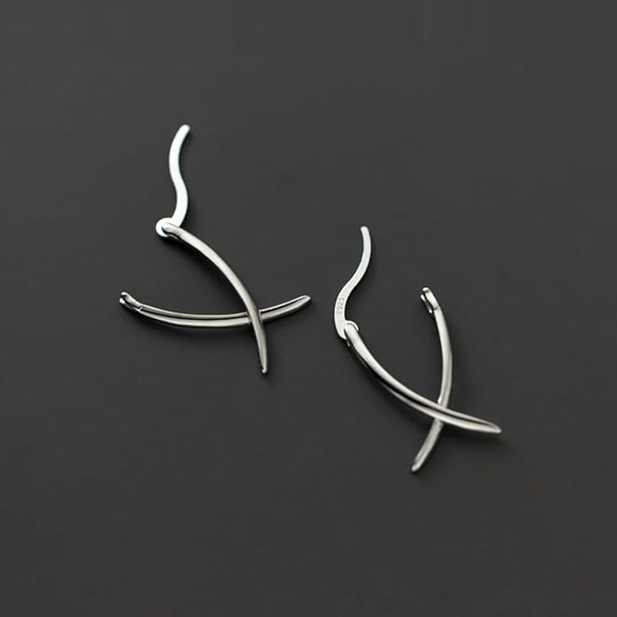 SLUYNZ 925 Sterling Silver X Hoop Earrings for Women Teens Minimalist Hoop Earrings Huggie
