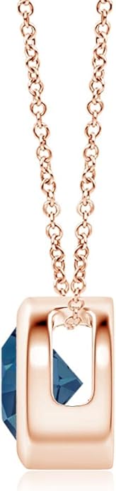 Angara Natural London Blue Topaz Solitaire Pendant for Women | Round Blue Topaz Pendant Necklace in 14K Solid Gold/Silver/Platinum With 18" Chain | December Birthday, Gemstone Jewelry Gift