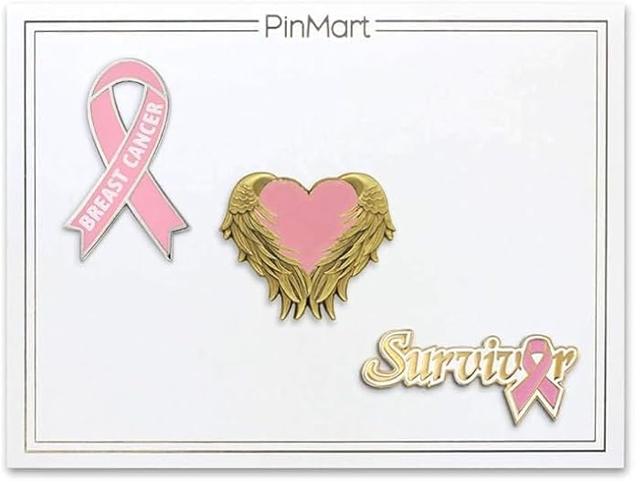 PinMarts Breast Cancer Ribbons and Breast Cancer Awareness Enamel Pins - Perfect Breast Cancer Gifts for Women, Events, Fundraisers, and Breast Cancer Awareness Decoration