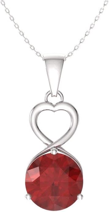 Diamondere Natural and Certified Diamond and Gemstone Heart Infinity Necklace in 14k White Gold | 0.80 Carat Pendant with Chain