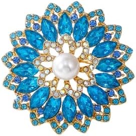 Rhinestone Crystal Flower Brooch Pin for Women,Vintage Multicolor Crystal Floral Lapel Pins Statement Sunflower Brooch Fashion Bride Formal Dress Jewelry