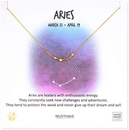 Zodiac 18K Gold Plated CZ Necklace With Message Card, Yellow Gold Color, Anchor Chain, Best Gift Necklace, Size 16 inch + 2 inch Extender, Pendant, Constellation, Gift Card