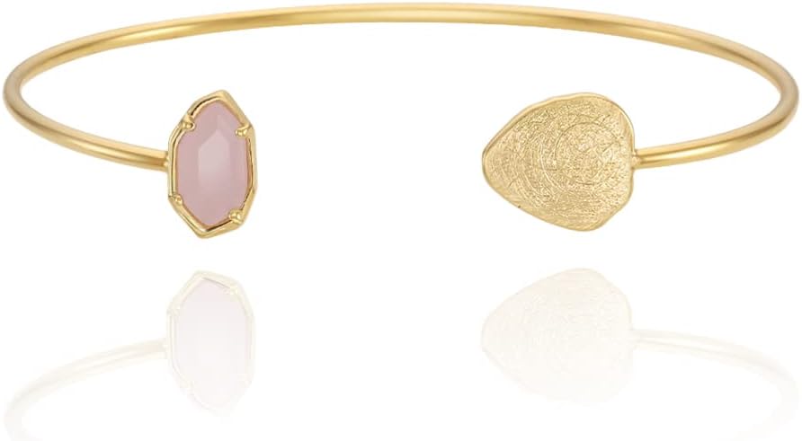 OZEL – Women’s Gold Cuff Bracelets – 18K Gold Plated Textured Bangles with Multi-Color Crystal & Rhinestone Accents – Layered Stacking Jewelry