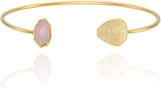 OZEL – Women’s Gold Cuff Bracelets – 18K Gold Plated Textured Bangles with Multi-Color Crystal & Rhinestone Accents – Layered Stacking Jewelry