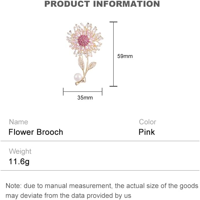 14K Gold Women Trendy Gold Brooch Accessory with Moissanite and Pearl, Decoration Sunflower Pin for Summer Fashion, Womens Brooches and Pins