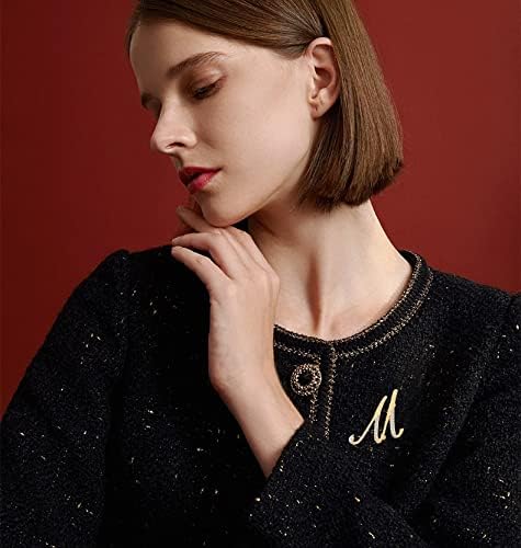 DSADKI A-Z Lette Brooch 26 Initial Pins Gold Plated Metal Brooches - Clear Crystal Rhinestone Brooch Breastpin for Women