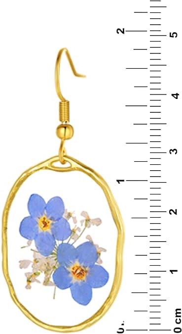 Forget-Me-Not and Queen Anne's Lace Pressed Wildflower Earrings | Pressed Flower Earrings | Handmade Drop and Dangle Earrings | Gift for Woman