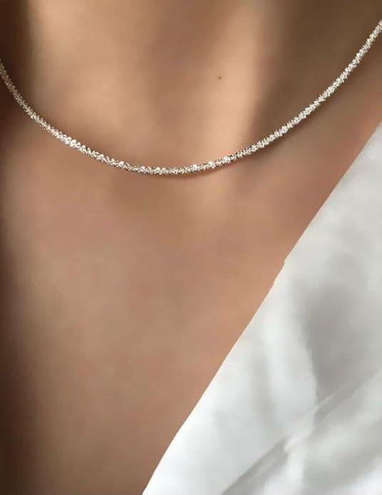 925 Sterling Silver Singapore Chain Lobster Clasp Paperclip Necklace for Women Sparkling Chain 2mm2.5mm3mm4mm5mm Gifts for Her