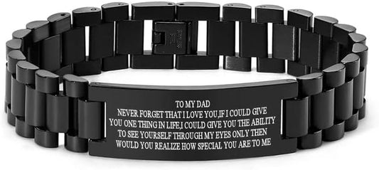 VNOX Masculine Watch Band Stainless Steel Link Bracelet Personalized Jewelry Gift for Men DAD Father Husband Boyfriend