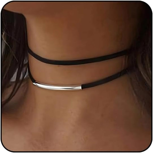 Sora Tuki Black Choker Necklace for Women 1cm-3cm Wide Velvet Leather Lace Chocker Tattoo Collar 90s Goth Jewelry