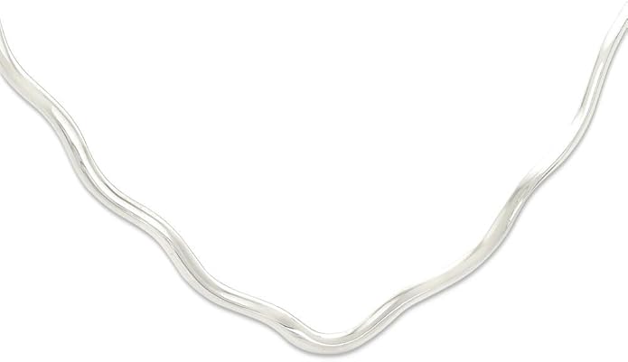 925 Sterling Silver Wavy V Shape Neck Collar Neckwire Chain Cuff Choker Necklace