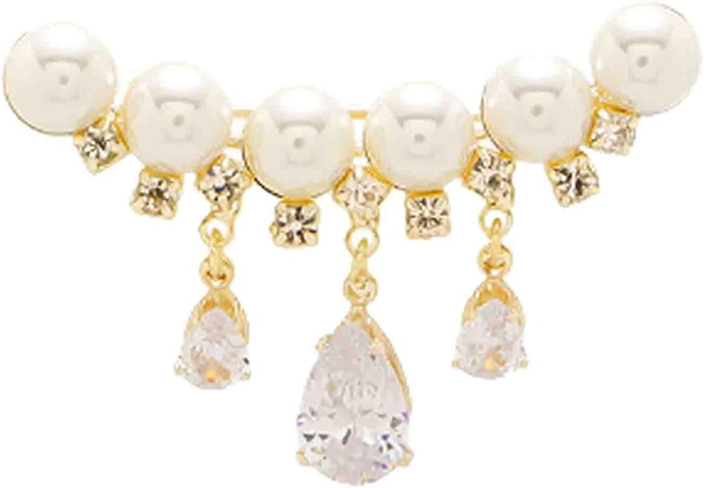 Crystal Pearl Flower Brooches Pins Fashion Beautiful Created Rhinestone Floral Brooch Good Idea for Party Dance Wedding Banquet for Elegant Women Girl