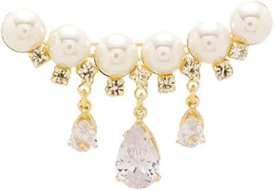 Crystal Pearl Flower Brooches Pins Fashion Beautiful Created Rhinestone Floral Brooch Good Idea for Party Dance Wedding Banquet for Elegant Women Girl