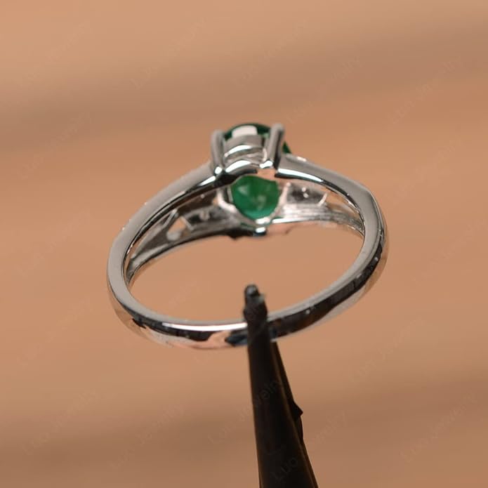 925 Sterling Silver Oval Shaped 8X6 MM Gemstone Ring Leaf Engagement Ring for Women Jewelry