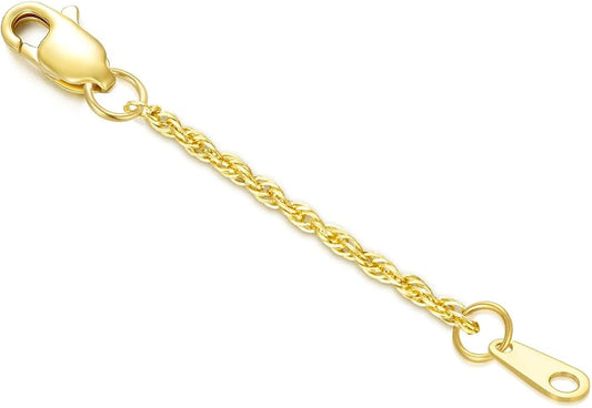 14k Gold Necklace & Bracelet Extender Chain, 1"/1.5"/2"/3"/4"/5" Durable Removable Gold Extension Chain
