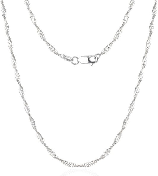 925 Sterling Silver Singapore Chain Lobster Clasp Paperclip Necklace for Women Sparkling Chain 2mm2.5mm3mm4mm5mm Gifts for Her