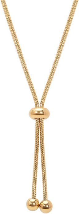 Stainless Steel Beaded Adjustable Long Y Necklace for Women Tassel Dress Sweater Chain Necklace Adjustable Y Necklace Trendy Long Jewellery