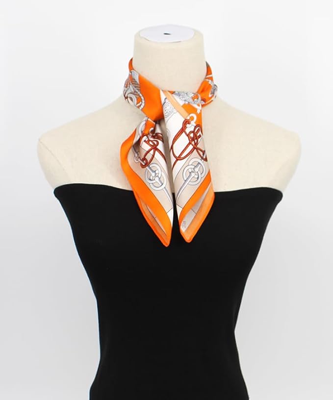 ANDANTINO 100% Mulberry Silk Scarf -21” Lightweight Square Neckerchief – Breathable Digital Printed Scarves with Gift Packed