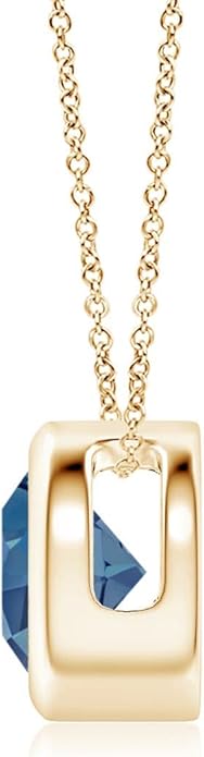 Angara Natural London Blue Topaz Solitaire Pendant for Women | Round Blue Topaz Pendant Necklace in 14K Solid Gold/Silver/Platinum With 18" Chain | December Birthday, Gemstone Jewelry Gift
