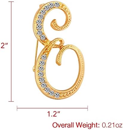 DSADKI A-Z Lette Brooch 26 Initial Pins Gold Plated Metal Brooches - Clear Crystal Rhinestone Brooch Breastpin for Women