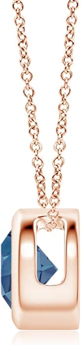 Angara Natural London Blue Topaz Solitaire Pendant for Women | Round Blue Topaz Pendant Necklace in 14K Solid Gold/Silver/Platinum With 18" Chain | December Birthday, Gemstone Jewelry Gift
