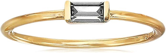 Amazon Essentials 18K Yellow Gold Plated Sterling Silver Cubic Zirconia Fashion Stackable Ring