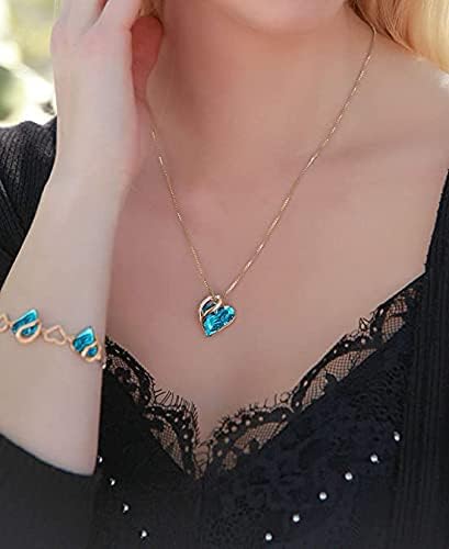Leafael Rose Gold Plated Necklace for Women: Heart Shaped Birthstone/Healing Crystals Center, Dazzling Cubic Zirconia, Hypoallergenic Chain (18"+2"), Jewelry Gifts for Anniversaries and Birthdays